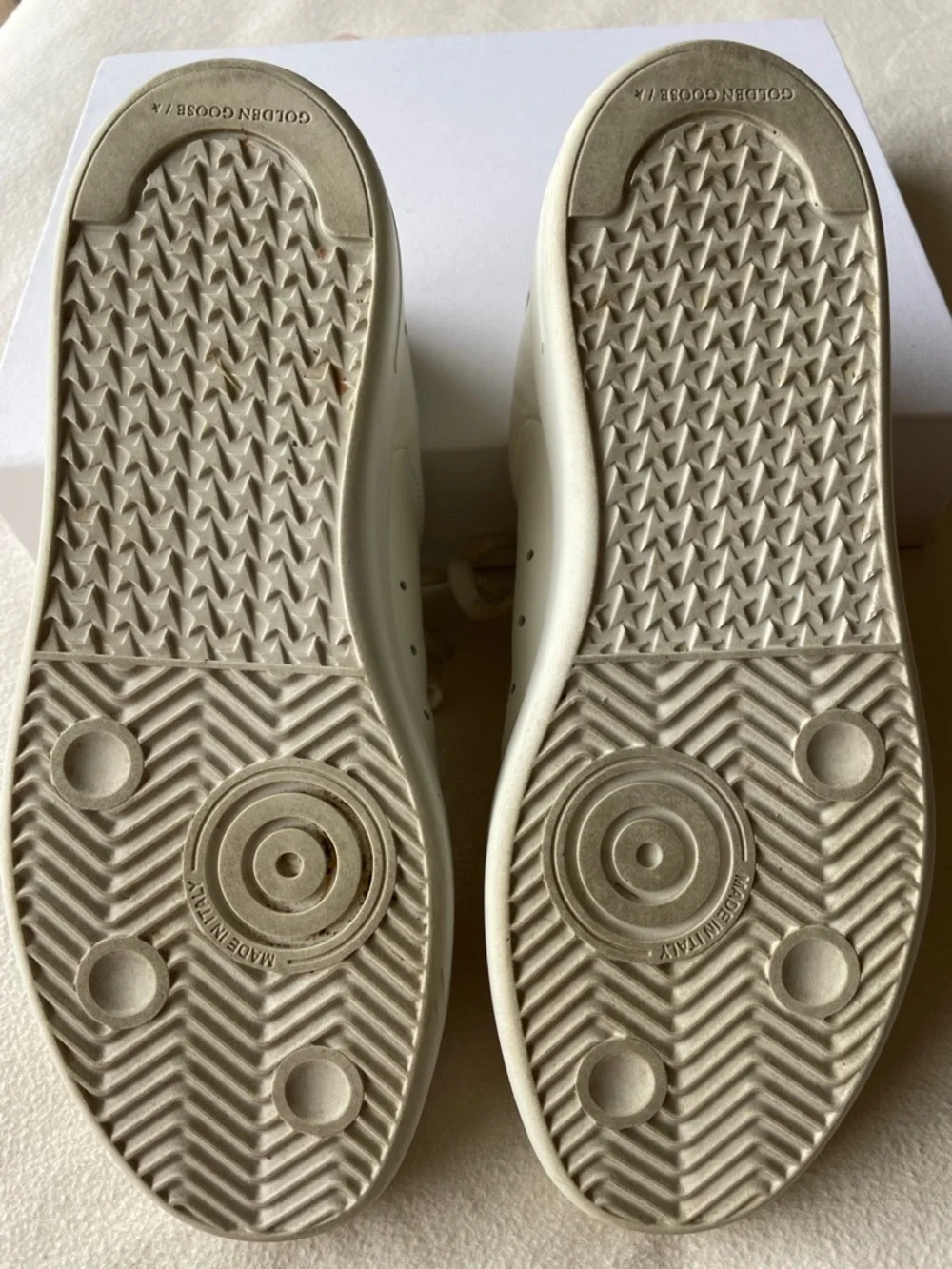 Golden Goose Italian White Leather Sneakers with Gold Heel Accent Size 38